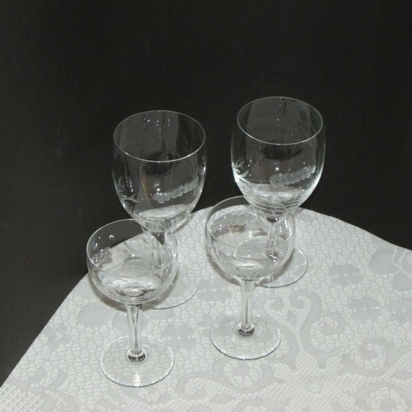 4 Vintage Cut Crystal Goblets Wine Sherry Glasses 2 Sizes Mid-century Glassware - Picture 3 of 6